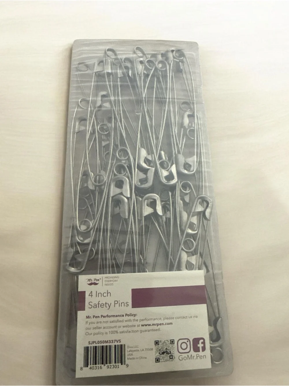 4-Inch Silver Safety Pins - Pack